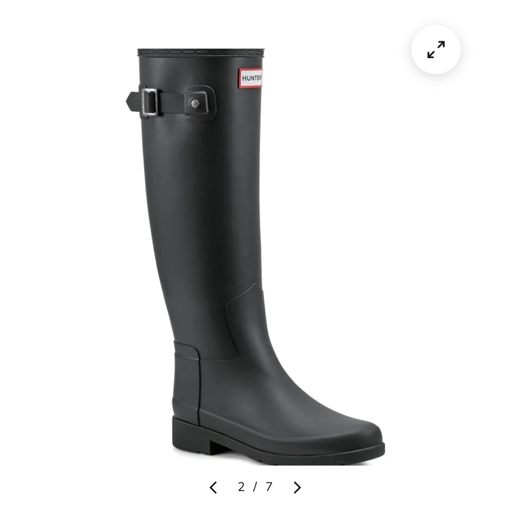Tall matte black Hunter Rain boots
